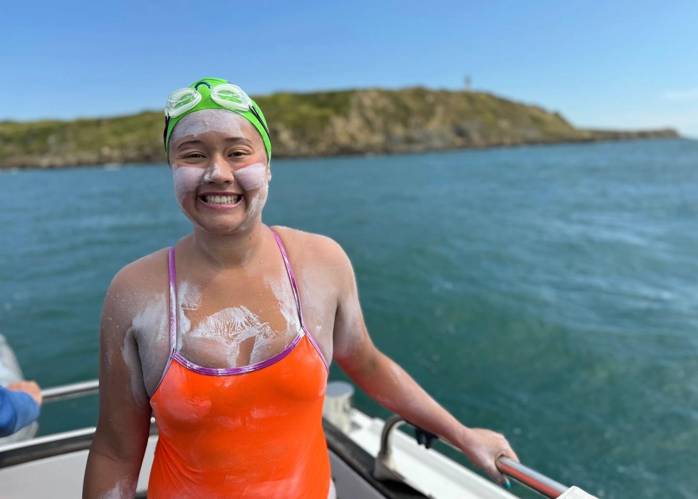 16-year-old Maya Merhige smashes English Channel swim
