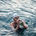 Barbara Hernandez drinking during her Channel swim
